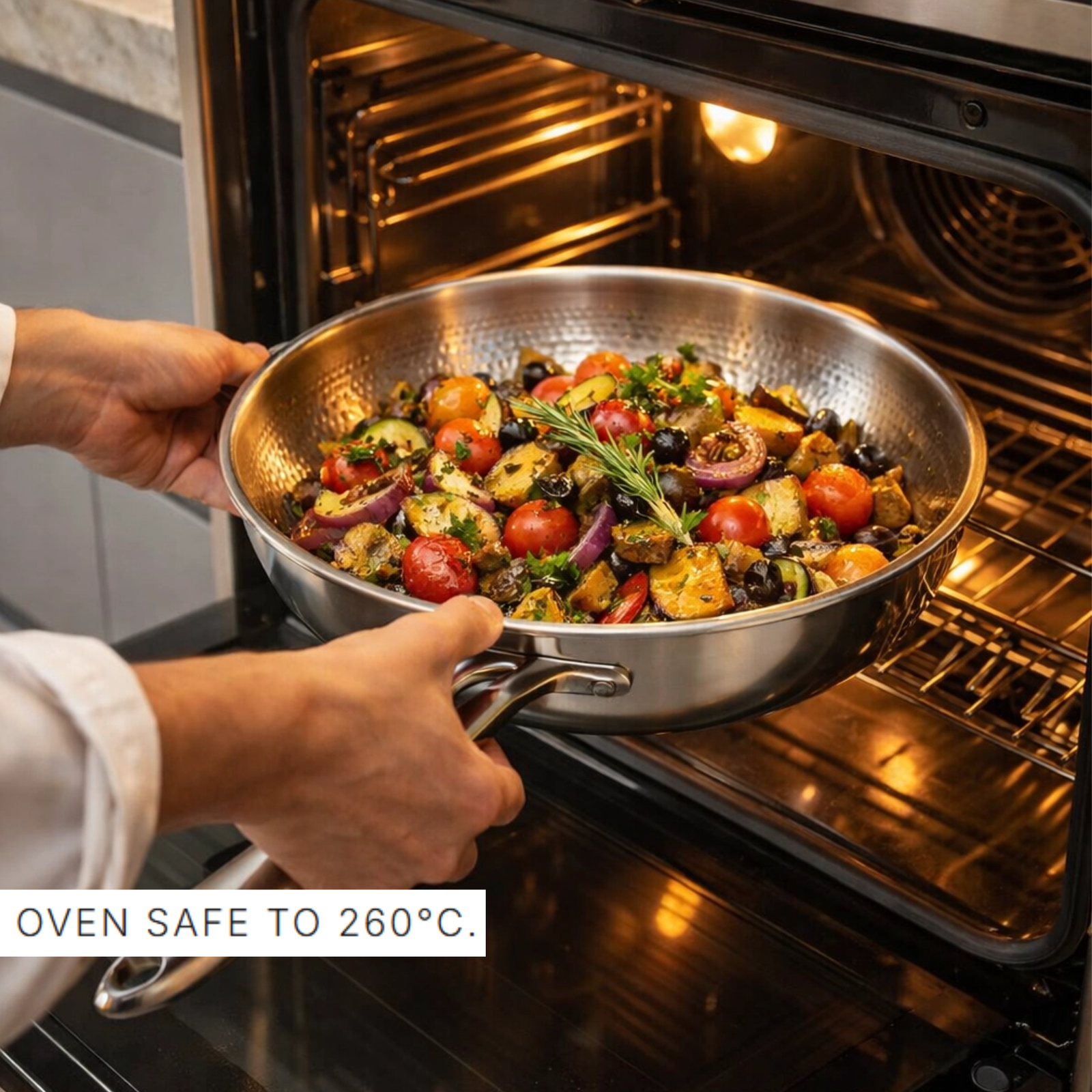 RESH 3-Ply Titanium Frying Pan – Hammered Surface, 100% Titanium, No PFAS/PTFE/PFOA Naturally Non-stick pan