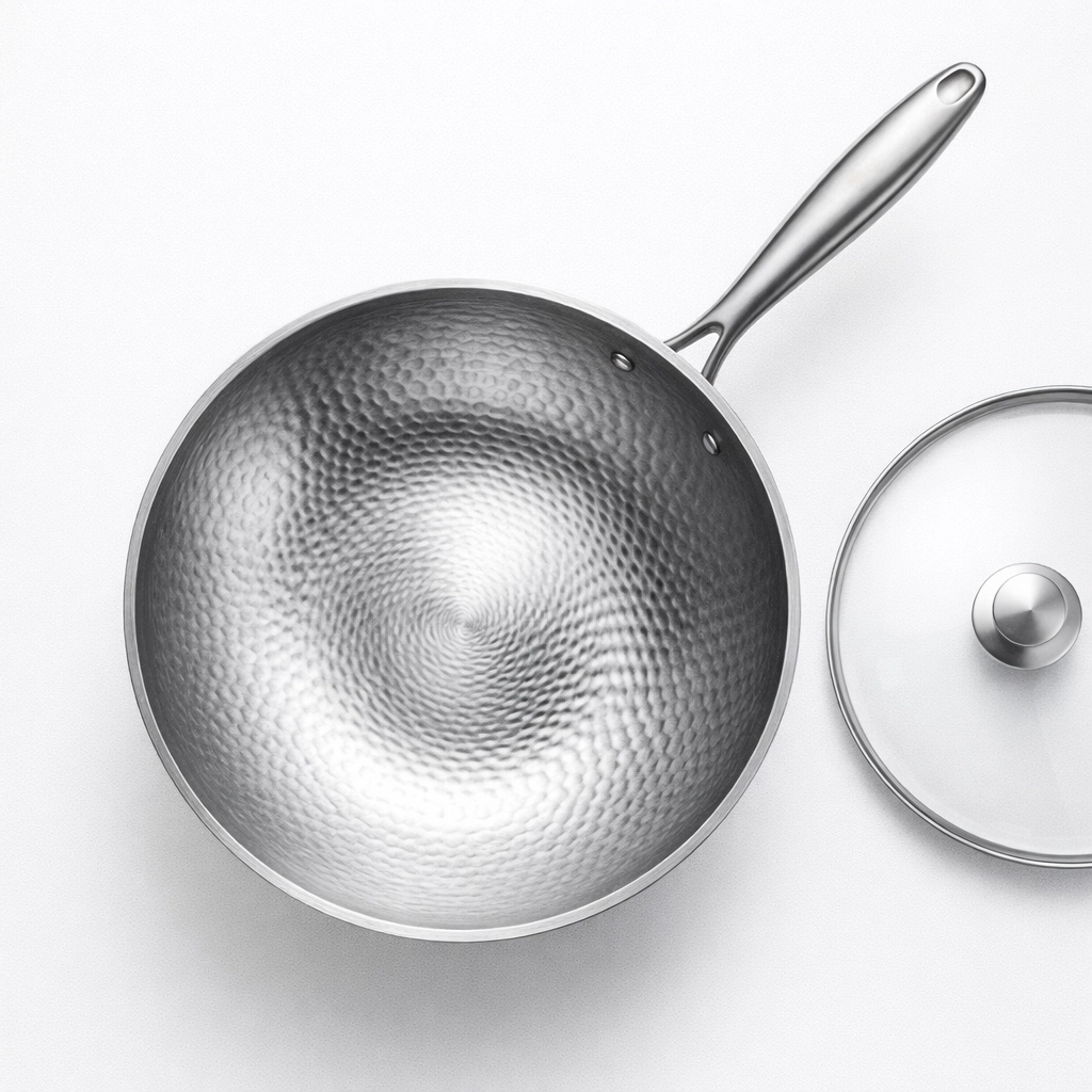 RESH 3-Ply Titanium Frying Pan – Hammered Surface, 100% Titanium, No PFAS/PTFE/PFOA Naturally Non-stick pan